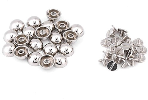 Cikonielf 20 pièces Champignon Rivets Goujons Noir Argent Boutons vis Clou Rivets tête Ronde Goujons métalliques pour Accessoires de Projet de Fabrication du Cuir(Argent)