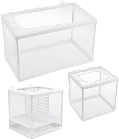 CHENKEE 3pcs Fish Breeder Net Fry Hatchery Net Double Layer with Suction Cups for Aquarium Tank