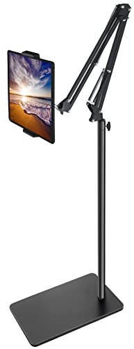 Tablet Bodenständer mit 3kg Basis, Winkel Höhen Verstellbarer Arm Tablet Halterung für Bett Sofa, Halter für 4,7-12,9 iPad Pro Air Mini, iPhone, Samsung Tab, Handy, Kindle, E-Reader