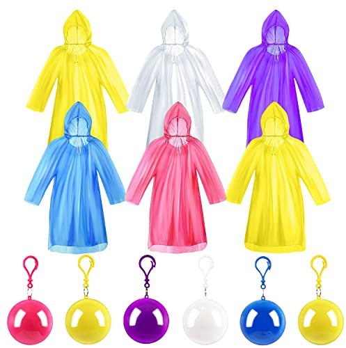 GDOKKNY Rain Ponchos for Adult,Waterproof Disposable Rain Poncho in Keychain Ball, Lightweight Raincoat for Concerts,Amusement Parks,Camping