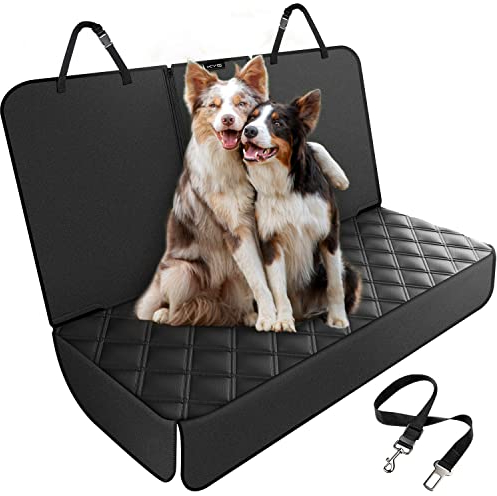 KYG Dog Car Seat Cover Non-slip Pet Car Seat Cover Scratchproof Waterproof Durable Isofix Compatible Back Seat Protector for Dogs with 1 Dog Seat Belt and for Most Cars Trucks & SUVs