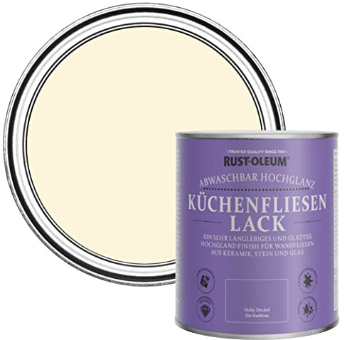 Rust-Oleum Beige Water-Resistant Kitchen Tile Paint in Gloss Finish - Clotted Cream 750ml