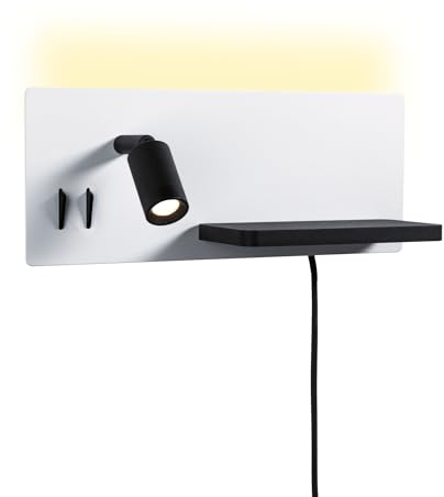 Paulmann 71102 LED Wandleuchte Serra USB C 2700K 650lm / 200lm 230V 5,5 / 1x2,6W dimmbar Weiß matt, Schwarz matt Wandleselampe