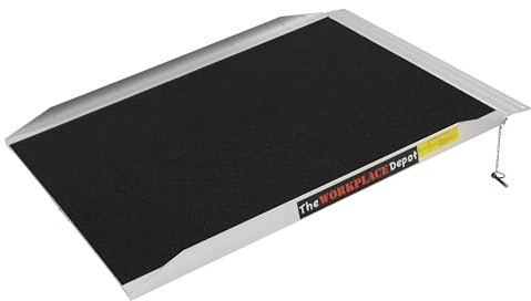 The Workplace Depot Disabled Access Ramp, Anti Slip Surface, Aluminium | Disabled Access Ramp, Wide Aluminium Portable Wheelchair Ramp with Anti Slip Surface.
