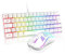 RedThunder 60% RGB Verkabelte Gaming Tastatur und Maus Set, 7200 DPI, Mini Gaming Tastatur, 62 Tasten, DE Layout, Ultraleichte Maus mit Wabenkonstruktion für PC MAC PS5 Xbox Gamer (Weiß).