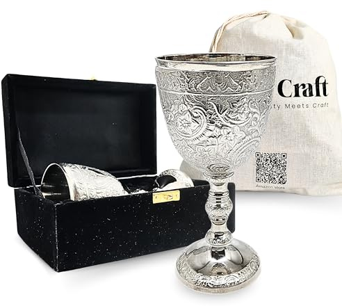 Vintage Chalice Goblet Communion Cup Silver Plated Brass Boho Decor Wine Goblet of King Arthur Roman Chalice Cup Christmas & Wedding Luxury Tableware Antique Drinkware 1pcs With Original Gift Box