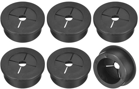 QUARKZMAN 6 st kabelgenomföring för sladd, 28 mm flexibel gummi kontor kabelkanal hålskydd för kontorsdator kabelorganisatör, svart