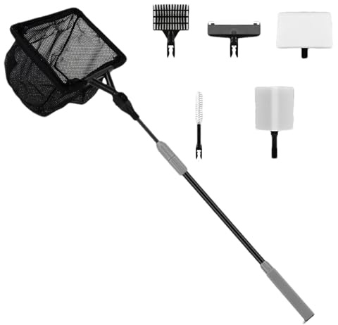 Set di attrezzi per la pulizia del serbatoio, set telescopico per acquario, , spazzola per acquario con manico lungo, spazzola per acquario con manico lungo, raschietto telescopico per alghe e