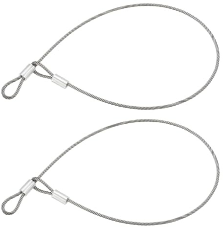 OTOTEC 2 st trådkabel i rostfritt stål med dubbla öglor, längd 50 cm diameter 3 mm brythållfasthet 1189N normal belastning 121 kg utomhus resor säkerhetsrep för upphängning och fixering för bagagelås
