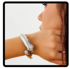 Wedity Chunky Cuff Bracelets - Smooth Water Drop Hug Bracelets - Effortless Wear (Silver)