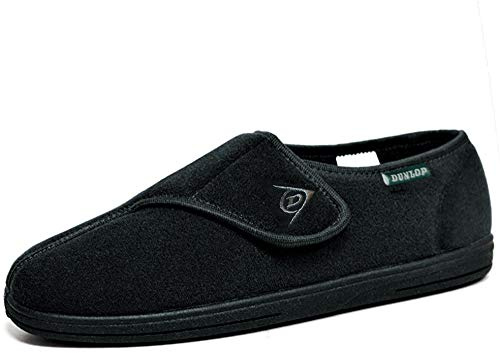 DUNLOP Men's Touch Fastening Adjustable Comfort Slippers Sizes 6-12 (Black, UK Footwear Size System, Adult, Men, Numeric, Medium, 8)