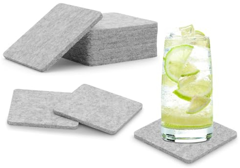Set da 30 Sottobicchieri Quadrati in Feltro, Sottobicchieri Bicchieri, Sottobicchieri Isolati, Feltro, Lavabili, Antiscivolo, Resistenti Al Calore per Tazze, Caffè, Tè, Bar e Bevande