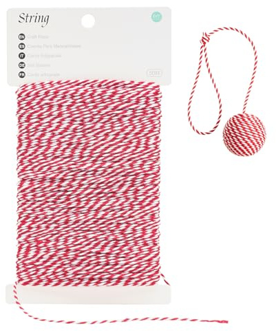 G2PLUS Spago Natalizio Bianco e Rosso: Cordoncino Natalizio,2mm di Spago per Imballaggio Regali e Artigianato e Decorazioni Natalizie,50M