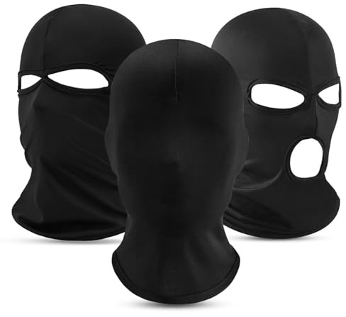 Athora 3 Stück Dünn Atmungsaktiv Sturmhaube,Winter Sommer Fahrrad Gesichtsmaske,Skimaske,Schwarz Sturmhaube Balaclava für Herren Damen Outdoorsports,Motorrad,Fahrrad,Jagd,Ski,Halloween