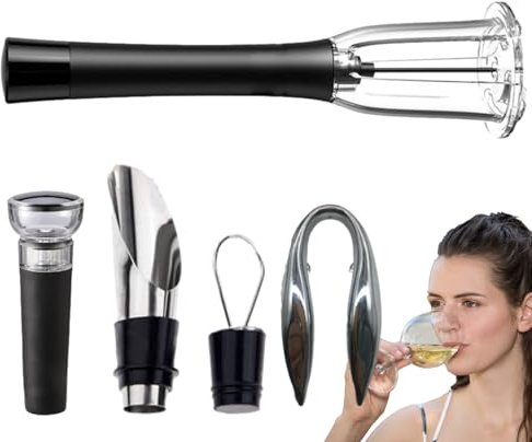 Lufttryckspumpflasköppnare, luftpump vinöppnare set - återanvändbar vinflasköppnare med aluminiumskärare, luftare, vakuumpropp | säck