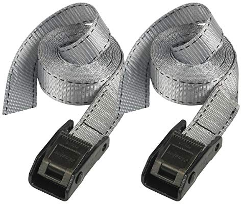 Master Lock 3110EURDAT Sangle d'arrimage avec Boucle à Griffes, Gris, 2,50m x 25mm Sangle, Pack de 2