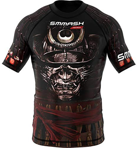 SMMASH Camicia Funzionale Uomo Rashguard Camicia Sportiva A Maniche Corte MMA Thaibox Muay Thai Kickboxing Traspirante Resistente All'Abrasione
