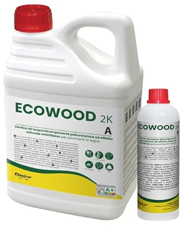 Chimiver - ECOWOOD 2K (A+B) | Vernice poliuretanica bicomponente all'acqua ad effetto naturale antiriflesso per pavimenti in legno. 5.5 lt