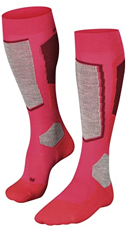 FALKE Womens Sk2 Intermediate W Kh Wool Warm Thick Skiing Socks, Red Rose 8680, 4-5 EU