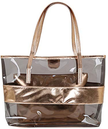 Lazzboy Frauen Transparent Wild Cute Messenger Schultertasche Handtasche Damenhandtaschen Koreanische Version All-matched Farbe Gelee Paket Transparente Tasche Umhängetasche(Khaki)