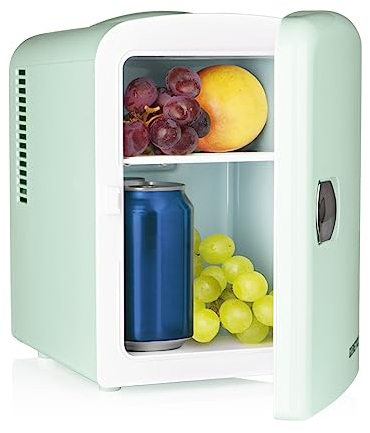 GOURMETmaxx Mini-Kühlschrank im Retro Design | Ideal für Lebensmittel, Getränke, Dosen und Beauty-Artikel | Minibar mit 4 Liter Volumen | Variable Stromversorgung [Mint]