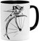 OM3® Retro Bike Rad Fahrrad Tasse | Keramik Becher | 11oz 325ml | Fun Bicycle Fahrradfahrer | Schwarz