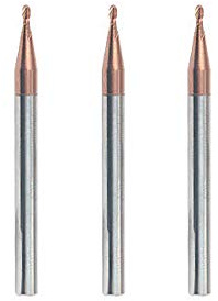 3 Pieces - 0.75 mm Radius Ball Nose End Mill Cutter, 4.0 mm Shank Diameter, Length 50 mm, HRC 55 Tungsten Durable Milling Cutter for Metal Steel Iron TiAIN Coating