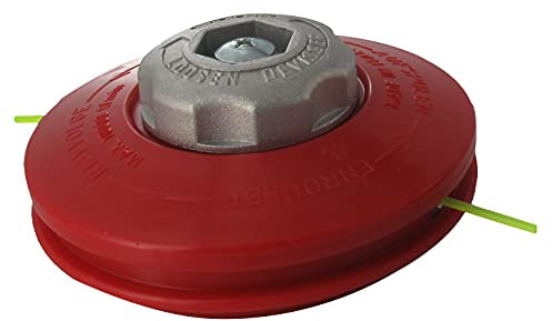 Greenstar Tête de fil nylon 2 fils nylon à bouton métal avec adaptateur M10 X 1,50 FG à déroulement manuel Rouge