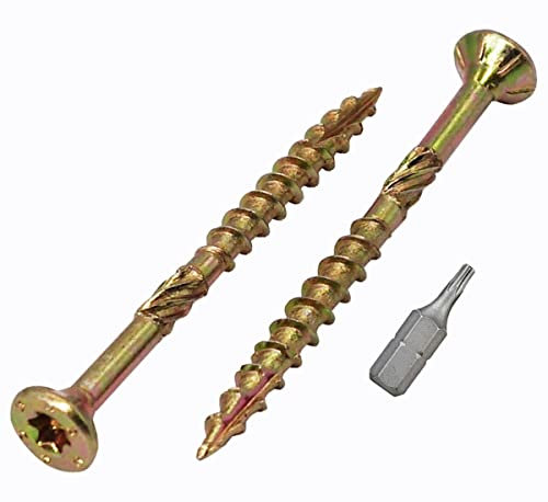 Confezione da 300 viti per legno in acciaio zincato giallo 3,0 x 35 mm, testa Torx, tipo 17, testa svasata, viti per truciolare (300, 3,0 x 35 mm)