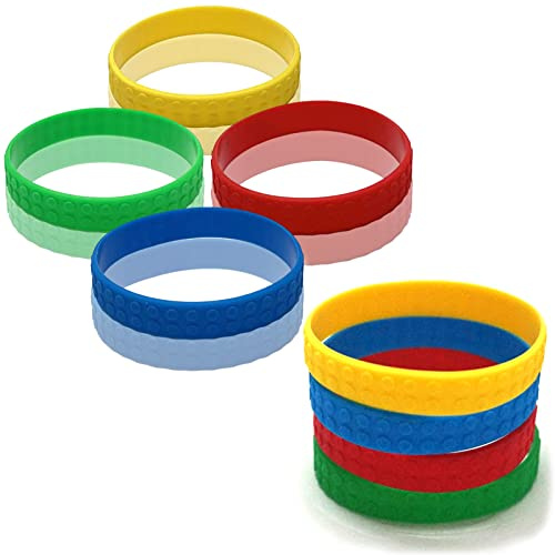 MICREEN 8 Pezzi Braccialetti in Gomma Silicone per Bambini, Bracciali Colorato per la Festa del Festival del Regalo (Rosso, Giallo, Blu, Verde)