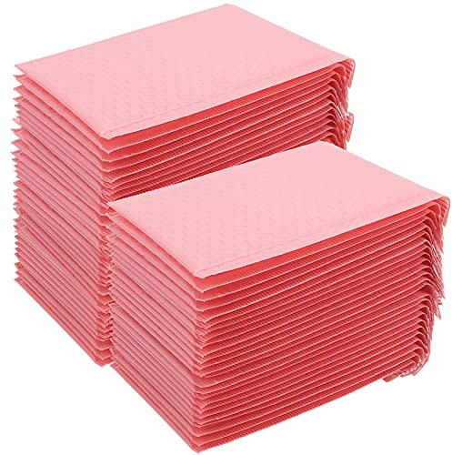 MANCHAP 50 Pack 18 x 23cm Pink Poly Bubble Mailers, 7 x 9 Inch Self Seal Pink Bubble Packaging Bags Mailing Envelopes for Postal Mail Gift Wrap
