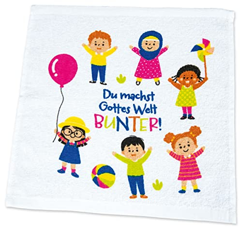Kinder Handtuch mit Text: Du Machst Gottes Welt bunter!