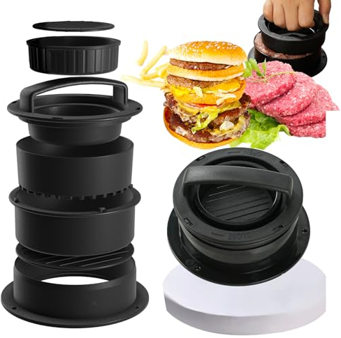 Canzoon Set pressa per hamburger composto da pressa per hamburger e 100 fogli di carta da forno per deliziosi hamburger, polpette, barbecue, griglia per hamburger con rivestimento antiaderente