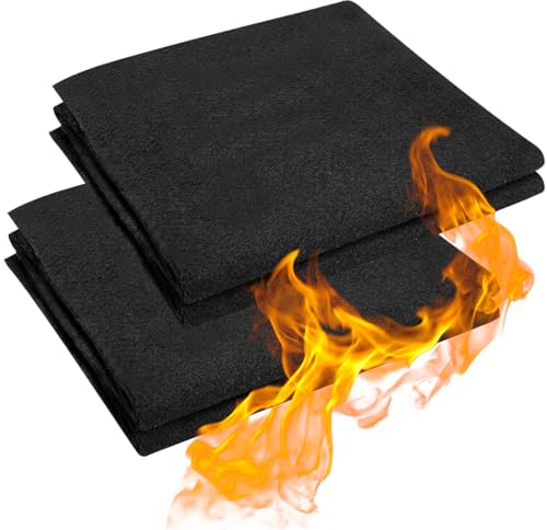 Wonninek Paquete de 2 mantas de soldadura de fieltro de carbono, 12 x 27 pulgadas, 3.5 mm, 1/7 pulgadas, almohadilla aislante ignífuga diseñada para uso doméstico y exterior para soldadura profesional