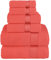 Elegant Comfort Juego de 6 Toallas de algodón, Incluye 2 toallitas, 2 Toallas de Mano y 2 Toallas de baño, 100% algodón Turco, Toallas Altamente absorbentes y súper Suaves para baño,