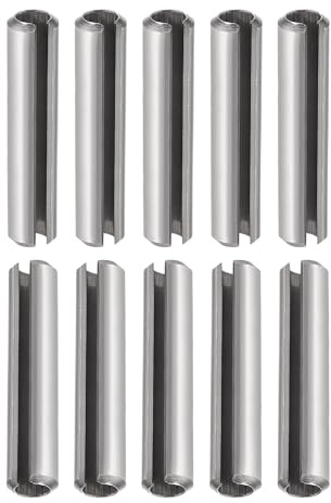 DTGN 8mm x 40mm(DXL) Slotted Spring Pin - 10Pack - Good for Home Machine Fastener - 304 Stainless Steel Spring Dowel Tension Roll Pin - Silver