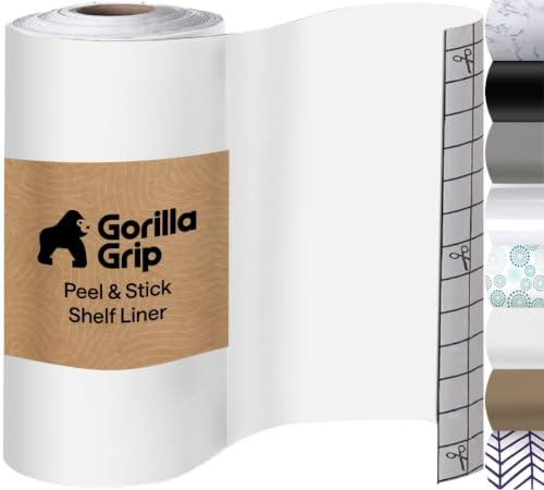 Gorilla Grip Peel and Stick Paper, Removable Cover for Books, Shelves, Countertops, Drawers, Cabinets and Crafts, Easy Install Kitchen Decor, Shelf, Cabinet Liners, 11.8 in x 10 FT Bright White