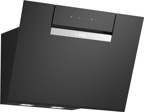 Bosch DWJ67FN60, Serie 4 Smarte Dunstabzughaube, 60 cm breit, Wandesse Made in Germany, Umluft, EcoSilence Drive leiser und effizienter Motor, Übers Kochfeld steuerbar, Klarglas Schwarz