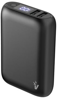 VulTech VPB-WP10BK Power Bank 10000mAh 37Wh, Caricatore Portatile con Display LCD, 3 Porte (2x USB-A+Type-C), Ricarica rapida per iPhone, Samsung, Xiaomi, Oppo, Realme