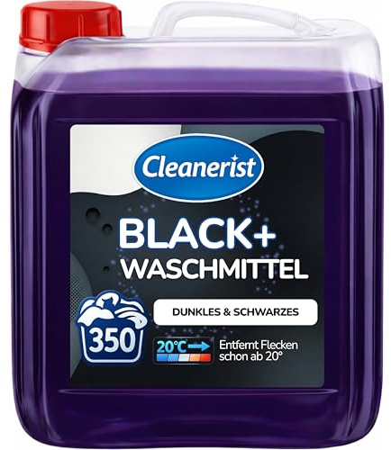Cleanerist – svart tvättmedel flytande för 350 mörka tvättar – 10 l flytande tvättmedel koncentrat för svart och mörk tvätt – XXL tvättmedel med fräsch doft för 20–95 °C, istället för pods, pulver