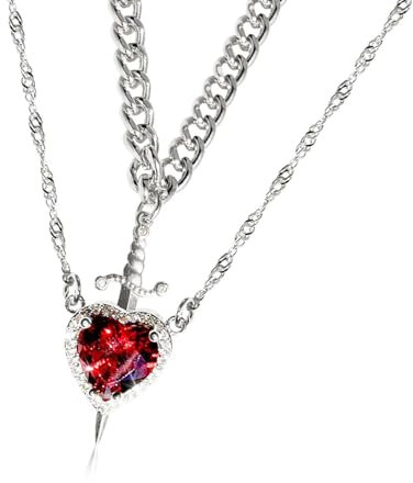 Saiyana Stilvolle Herz-Dolch-Anhänger-Halskette. Exquisite Herz-Dolch-Halskette Halsschmuck zur Verschönerung Ihrer tägliche(silberner Anzug)