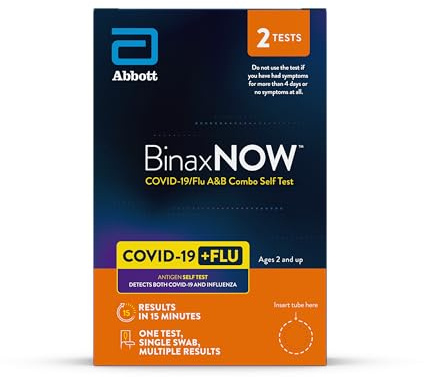 BinaxNOW COVID-19/Flu A&B Combo Self Test, Reliable COVID/Flu Home Test With 15 Minute Results, 2 Tests