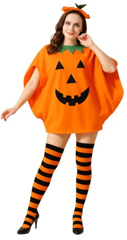 GWAWG Halloween-kostym pumpa kostym kostym halloween kostymer livfull orange pumpa maskeradklänning och orange höga knästrumpor bus eller godiskostymer för vuxna