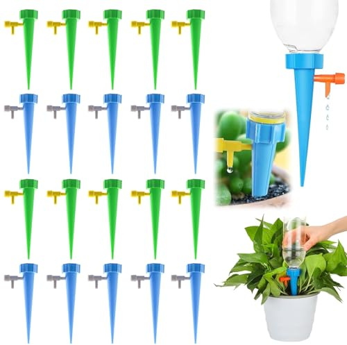 20 Piezas Riego por Goteo Automático Dispensador Agua Plantas Dispensador Agua Plantas Ajustable Sistema De Riego Ajustable Con Interruptor De Válvula De Control Para Regar Plantas Interior Y Exterior