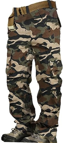 Pantalon cargo de combat pour homme, pantalon de randonnée en coton respirant à l'extérieur, pantalon décontracté uni avec 8 poches sans ceinture, pantalon de travail militaire tactique en coton