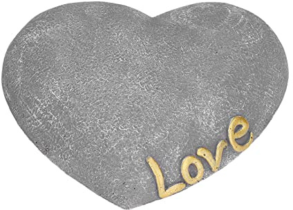 Piedra conmemorativa para mascotas, en forma de corazón, lápida conmemorativa de resina para perro, gato, lápida para césped, patio trasero (gris sésamo)