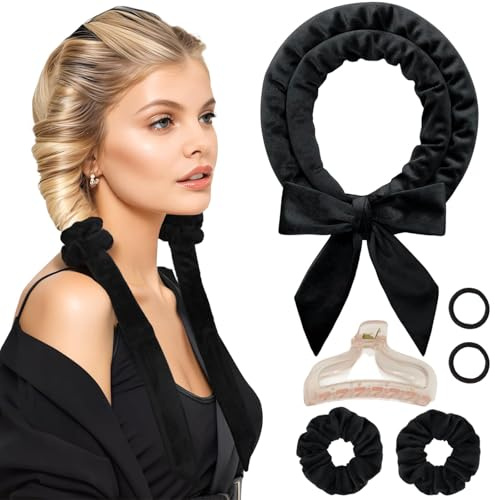JYSNOW Bigoudis Sans Shaleur, Cheveux Longs et Courts A | Bigoudis doux et Confortables, Bouclés Femme Headband, pour des Boucles de Nuit