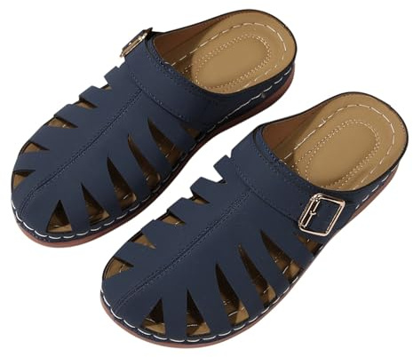 Ortopediska sandaler för kvinnor, bekväma, sommar, stängd tå, sandaler, tjock sula, kompenserad, halkfri, öppen, andas, justerbart spänne, skor för strand, semester, vardag, ledig