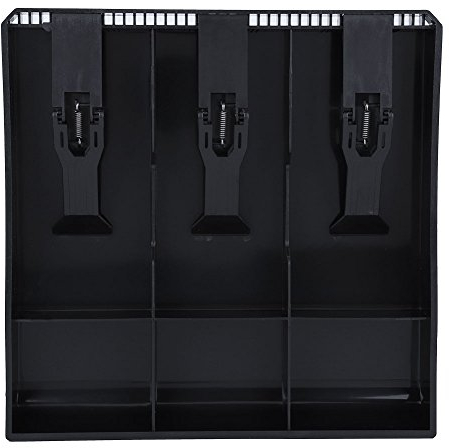 Kasse Fach Schublade Register Einschub Fach Kunststoff 3 Rechnungen 3 Münzen Fächer Geld Aufbewahrungsbox 9,6 x 9,6 x 1,4 Zoll(Schwarz)