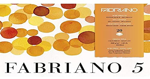 Fabriano Disegno 19100259 - Bloc de acuarela (cartón, 300 g/m2, 26 x 36 cm, 20 hojas, 4 caras, sin cloro ni ácidos), color blanco